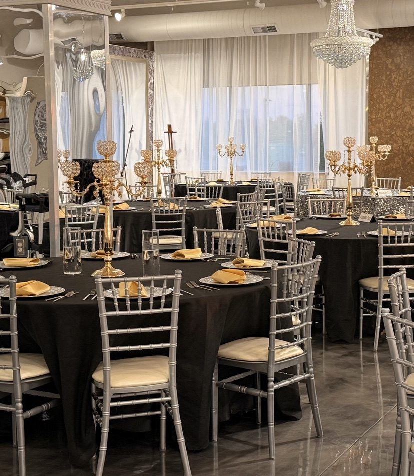 Tables set for an awards dinner