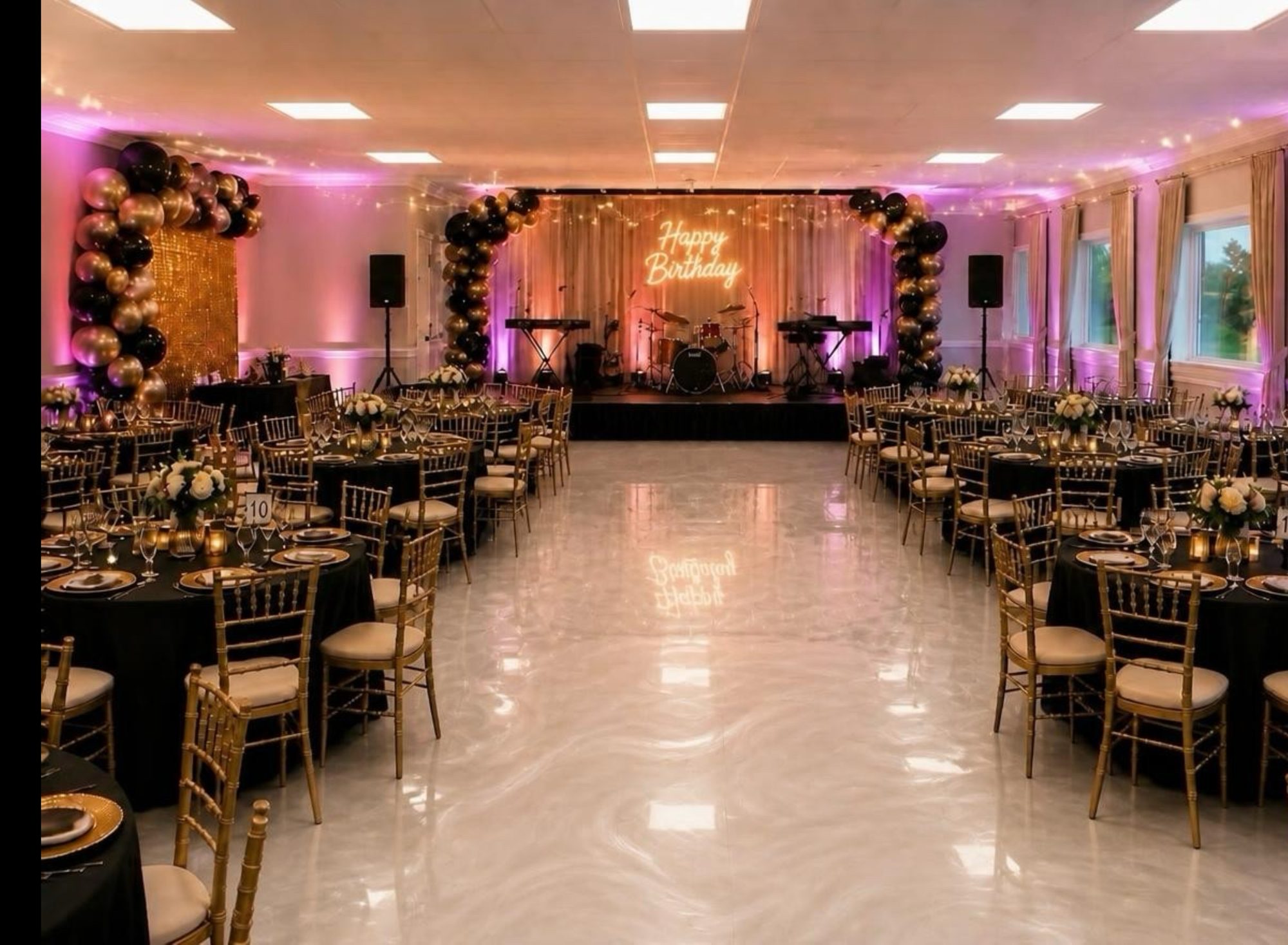 A birthday celebration with a live band